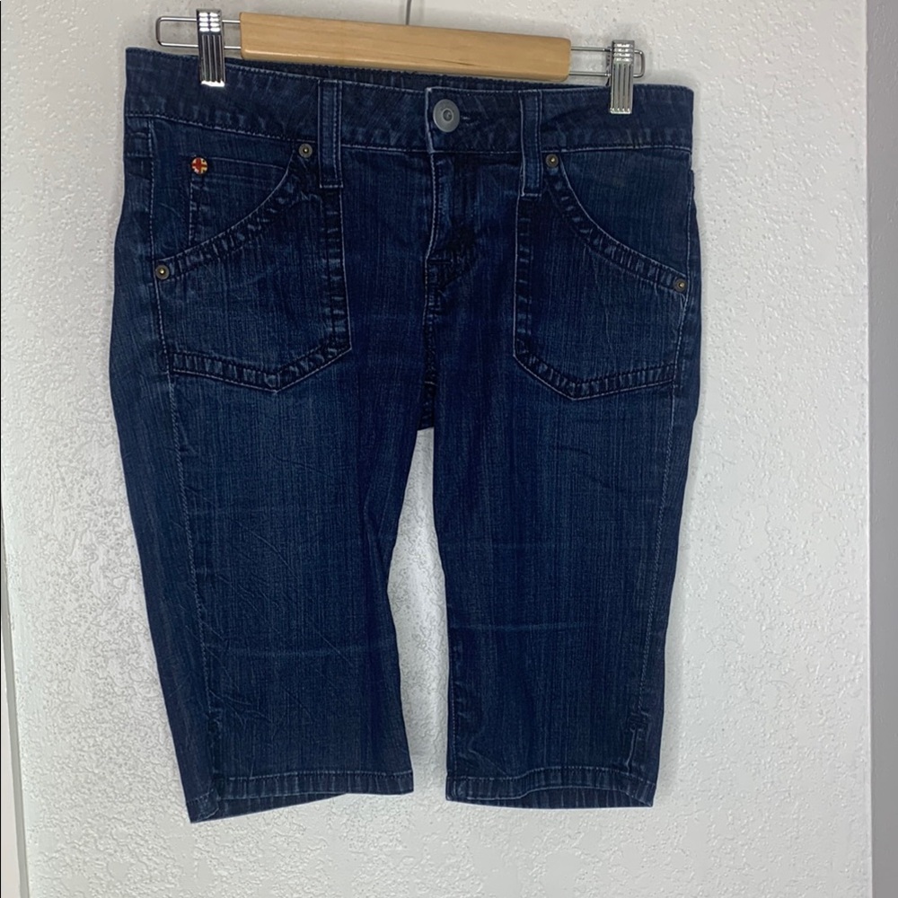 Hudson Denim Bermuda Shorts Dark Wash Stretch Jean Low Rise Y2K model off duty